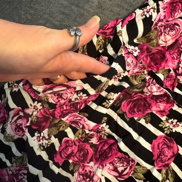 Torrid Pink Floral and Black Striped Dress - Picture 2 of 3